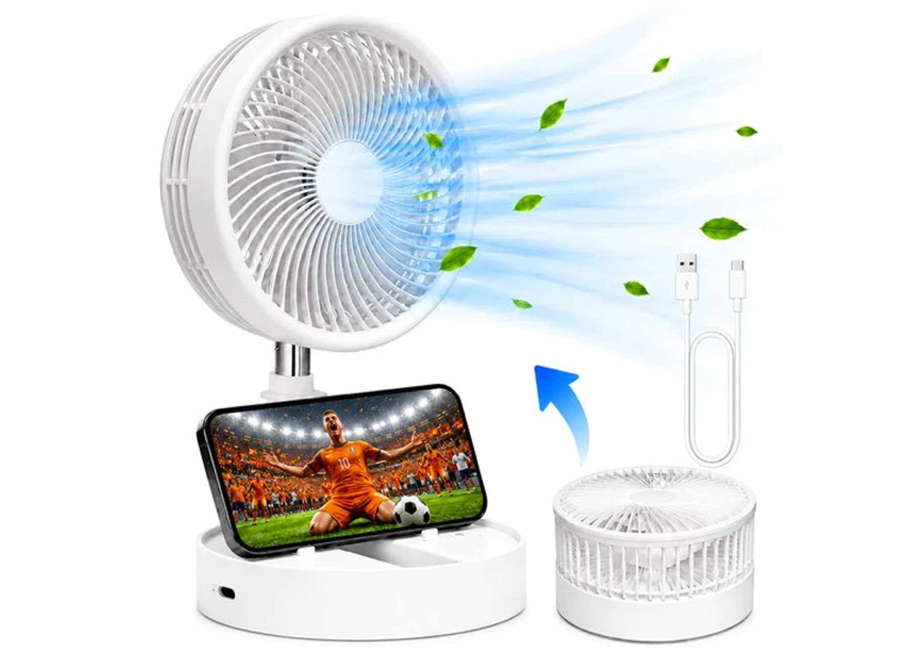 Silvergear tafelventilator met telefoonhouder
